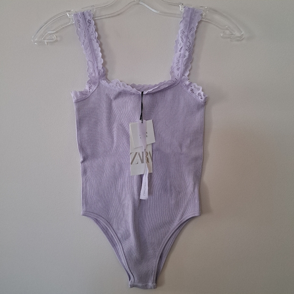 Zara Lilac Lace Straps Seamless bodysuit - Picture 2 of 3